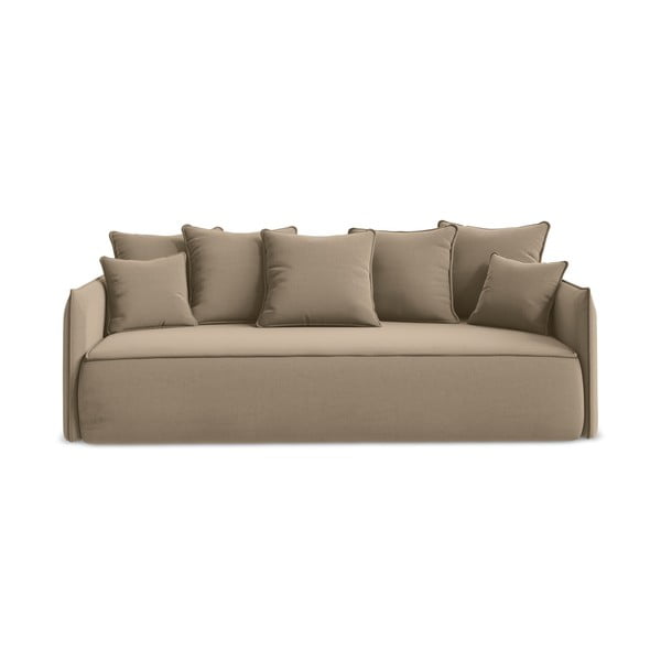 Svjetlo smeđa baršunasti sklopiva/s prostorom za odlaganje sofa 225 cm Hula – Makamii