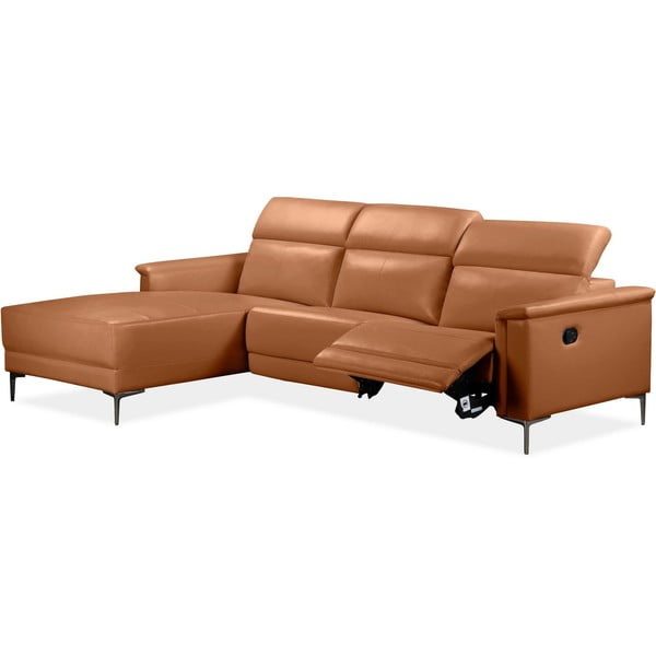 Smeđa kutna garnitura od imitacije kože (s lijevim kutom) Lund – Støraa-image-1