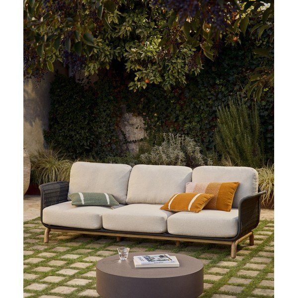 Siva/bež podstavljena vrtna sofa Alipa – Kave Home-image-1