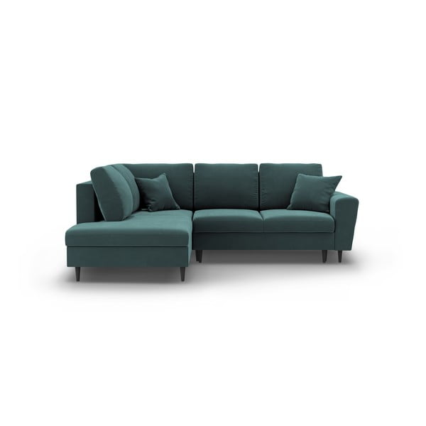 Petrolej zelena baršunasti sklopiva/s prostorom za odlaganje kutna garnitura (s lijevim kutom/u obliku slova L) Kyoto – Cosmopolitan Design