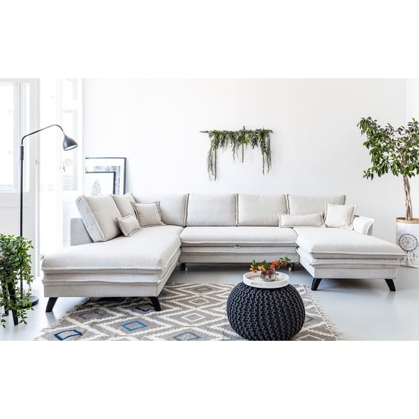 Svjetlobež kutna garnitura u obliku slova U Miuform Charming Charlie, lijevi kut-image-1