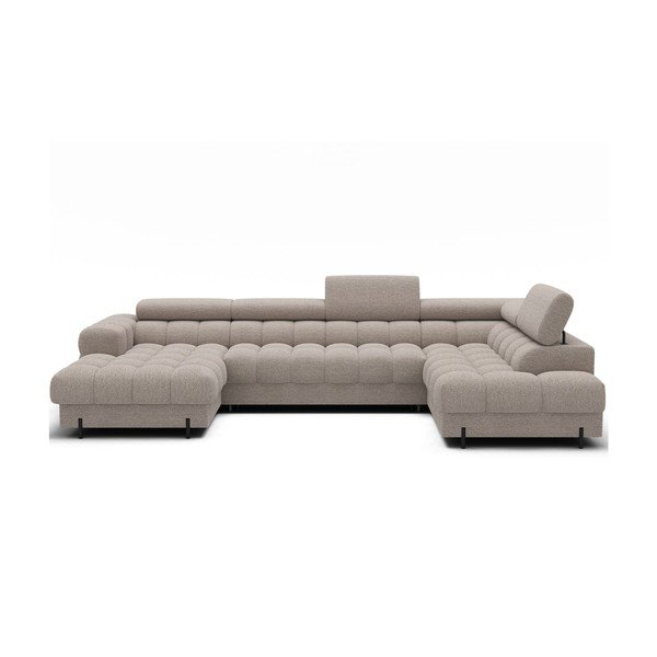 Bež sklopiva kutna garnitura od bouclé tkanine (s desnim kutom/u obliku slova "U") Feraria – ELTAP