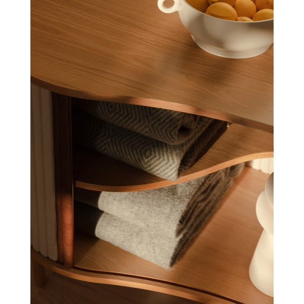 Bež/u prirodnoj boji niska komoda u dekoru hrasta s kliznim vratima 100x67 cm Audacious – UMAGE-image-4