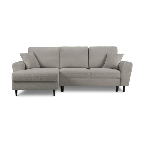 Svijetlo siva sklopiva/s prostorom za odlaganje kutna garnitura od bouclé tkanine (s lijevim kutom/s ležaljkom) Kyoto – Cosmopolitan Design