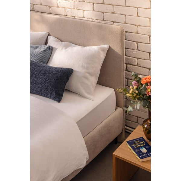 Bež tapecirani bračni krevet s podnicom 160x200 cm Noira Slim – Bonami Selection-image-3