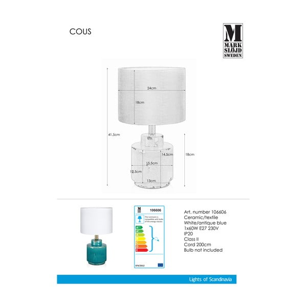 Plavo-bijela stolna lampa Markslöjd Cous-image-4