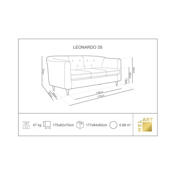 Bež kauč Kooko Home Love, 125 cm-image-4