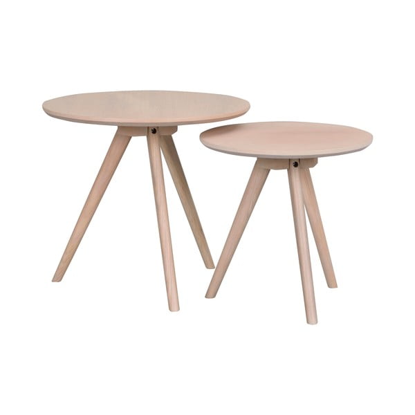 Okrugli pomoćni stolići u setu 2 kom od punog hrasta ø 50 cm Yumi – Rowico-image-2