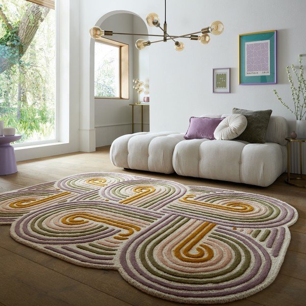 Zeleni ručno rađen vunen tepih 140x200 cm Spiral Shaped  – Flair Rugs-image-1
