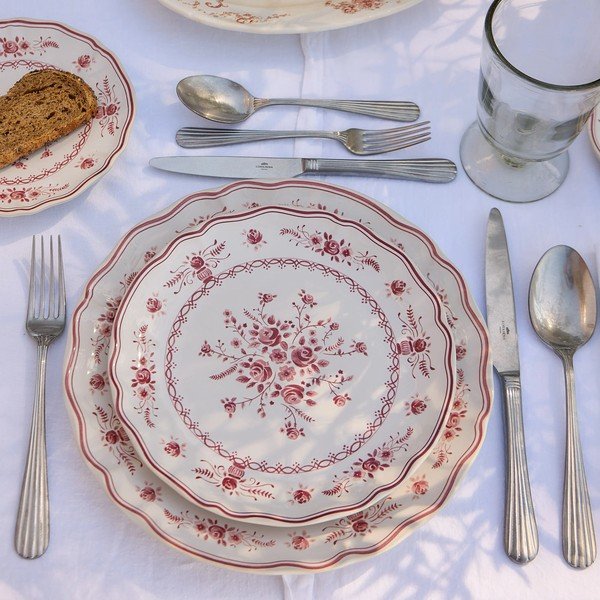 Crveni/bijeli desertni tanjur od kamenine ø 21 cm Vila – Costa Nova-image-4