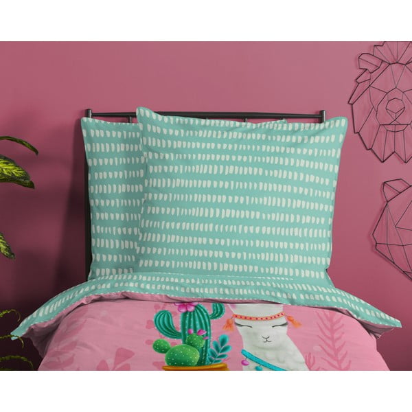 Ružičasta/tirkizna pamučna dječja posteljina za krevet za jednu osobu 140x200 cm Lalama – Good Morning-image-2