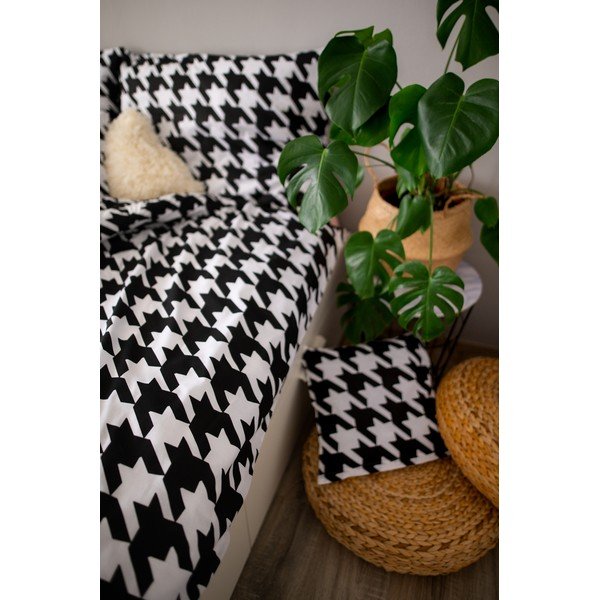 Crno bijela pamučna posteljina Cotton House Dita, 140 x 200 cm-image-1