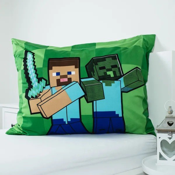 Zelena dječja posteljina za krevet za jednu osobu od mikrovlakana 140x200 cm Minecraft Block Stack – Jerry Fabrics-image-3