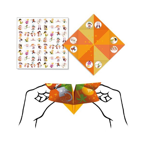Komplet od 8 origami papira s naljepnicama Djeco Fortune-image-1