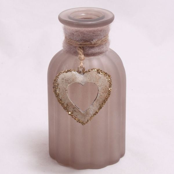 Svijetlo ružičasta vaza sa slamnatim ukrasom Dakls Heart