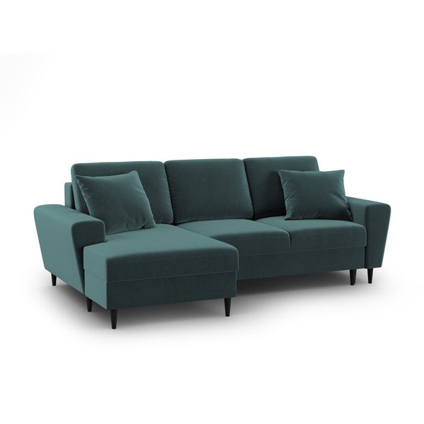 Petrolej zelena baršunasti sklopiva/s prostorom za odlaganje kutna garnitura (s lijevim kutom/s ležaljkom) Kyoto – Cosmopolitan Design-image-1