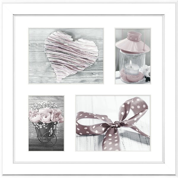 Bijeli okvir za 4 fotografije Styler Malmo, 39 x 39 cm