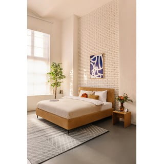 Senf žuti tapecirani bračni krevet s podnicom 180x200 cm Noira Slim – Bonami Selection