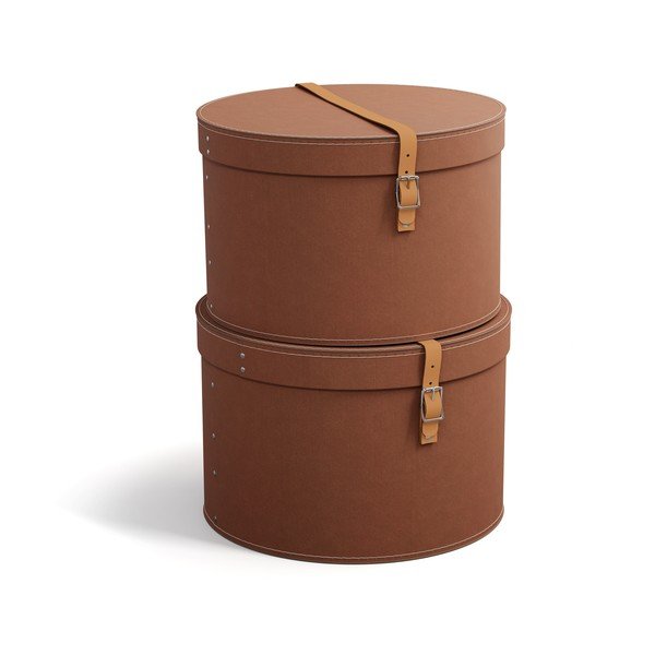 Smeđe kartonske kutije za pohranu u setu  2 kom s poklopcem ø 37,5x25 cm Rut Restore Paper Laminate – Bigso-image-2