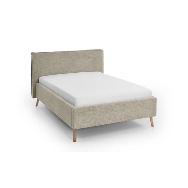 Bež tapecirani bračni krevet s prostorom za pohranu s podnicom 140x200 cm Riva – Meise Möbel