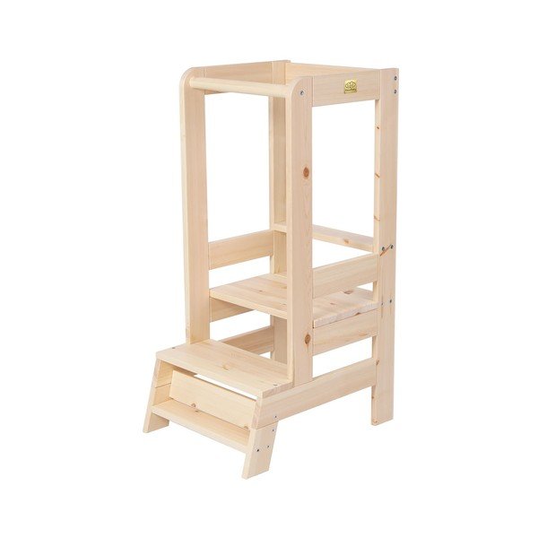 Toranj za učenje od masivnog bora u prirodnoj boji Montessori – Meowbaby