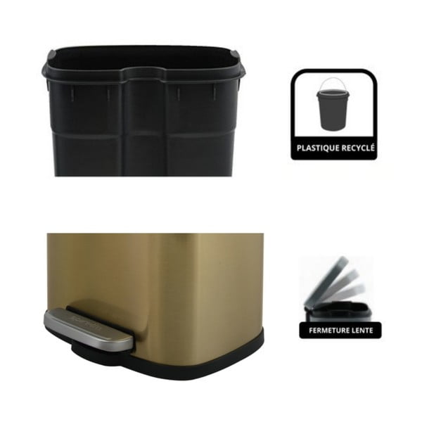 Željezna kanta za smeće s pedalom mat zlatna 5 l   Akira – Spirella-image-3
