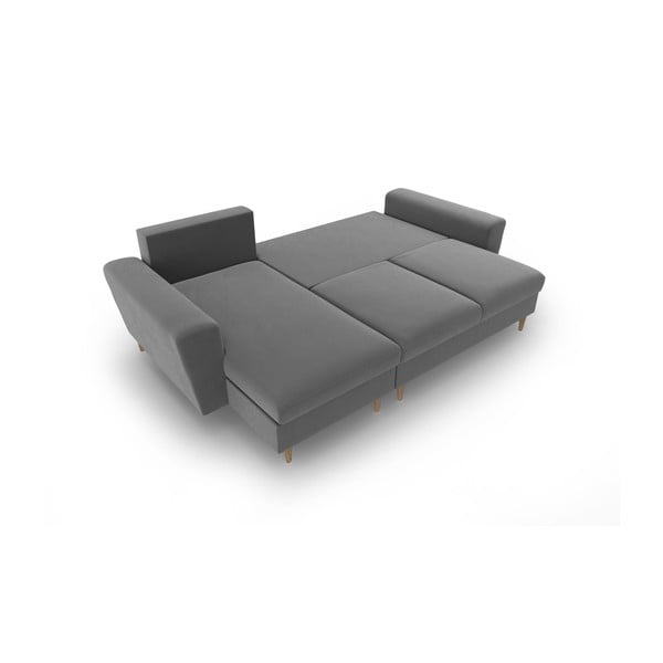 Svijetlo siva baršunasti sklopiva/s prostorom za odlaganje kutna garnitura Kyoto – Cosmopolitan Design-image-2