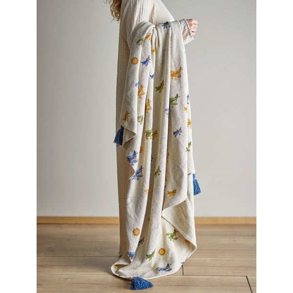 Krem deka za bebe 130x160 cm Plane – Bloomingville Mini-image-1