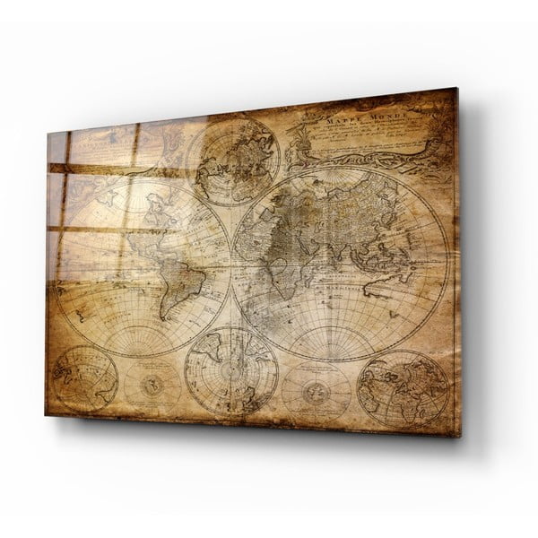 Staklena slika Insigne World Map, 110 x 70 cm