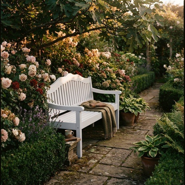 Bijela vrtna klupa od masivnog drveta Austin – Garden Pleasure-image-1