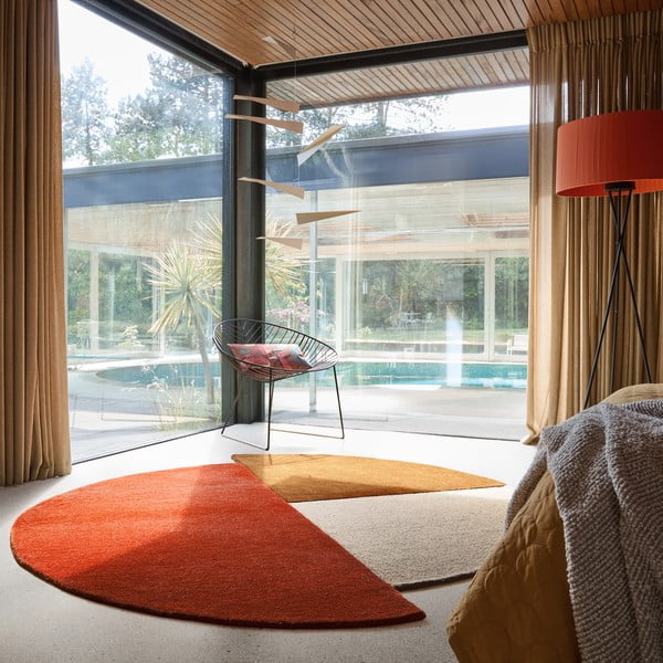 Ciglasti ručno rađen vunen okrugao tepih ø 200 cm Mia Segment – Flair Rugs-image-1