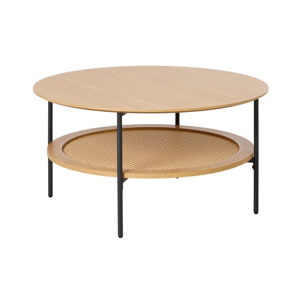Okrugao stolić za kavu u dekoru hrasta u prirodnoj boji ø 80 cm Pensacola – Unique Furniture