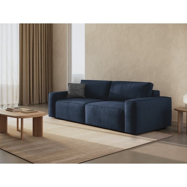 Tamno plava sklopiva sofa od bouclé tkanine 247 cm Jodie – Micadoni Home-image-1