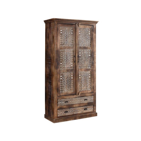 Smeđi ormar od masivnog manga 190x45 cm Maneesh – Støraa-image-1