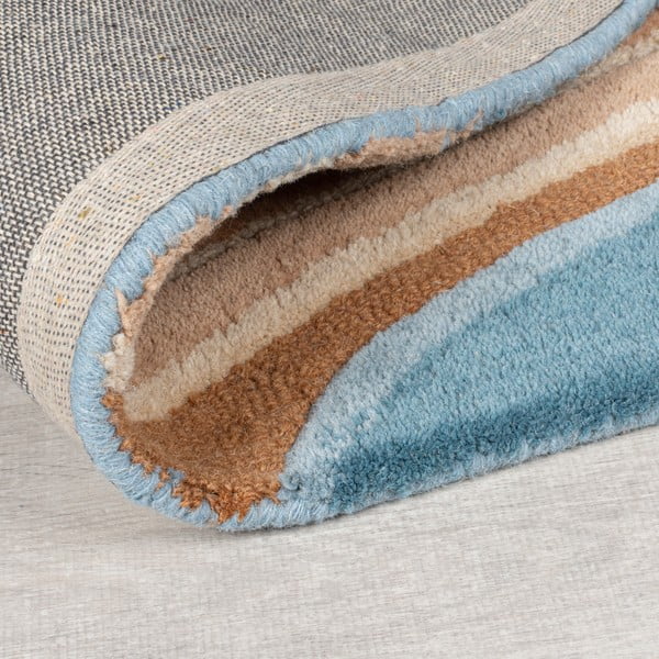 Plavi ručno rađen vunen tepih 160x230 cm Abstract Flow – Flair Rugs-image-3