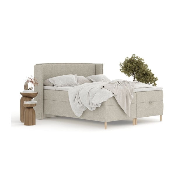 Svijetlo sivi boxspring krevet s prostorom za pohranu 160x200 cm Monpelli – Maison de Rêve-image-3