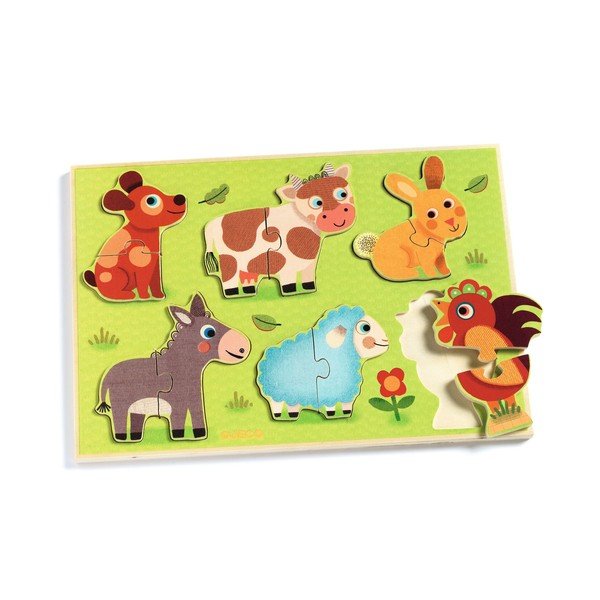 Baby drvena puzzle Djeco s kućnim ljubimcima
