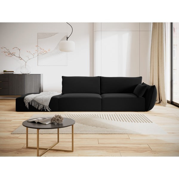 Crna baršunasta sofa s desnim kutom 264 cm Vanda – Mazzini Sofas-image-1