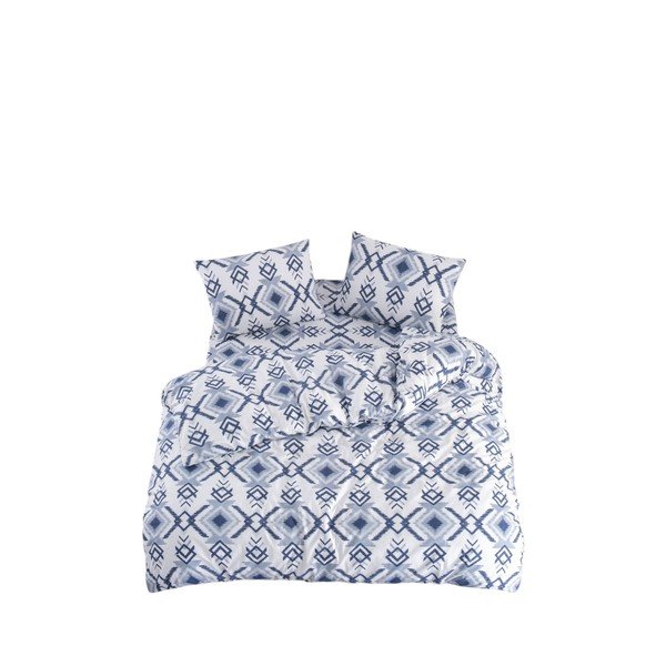 Bijela/plava posteljina za krevet za jednu osobu/za produženi krevet s uključenom plahtom/3-dijelna 160x220 cm Geometric – Mila Home