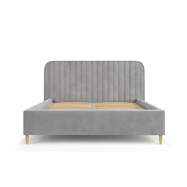 Sivi tapecirani krevet s prostorom za odlaganje s podnicom 120x200 cm Noto – Maison de Rêve-image-2