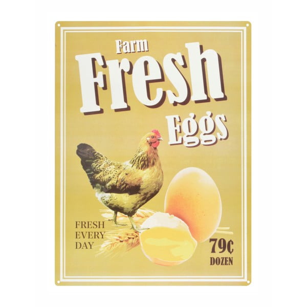 Esschert Design Fresh Eggs aluminijski znak, 30,1 x 40,1 x 0,1 cm