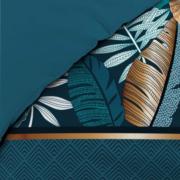 Petrolej zelena pamučna posteljina za krevet za jednu osobu 140x200 cm Alianor – douceur d'intérieur-image-1