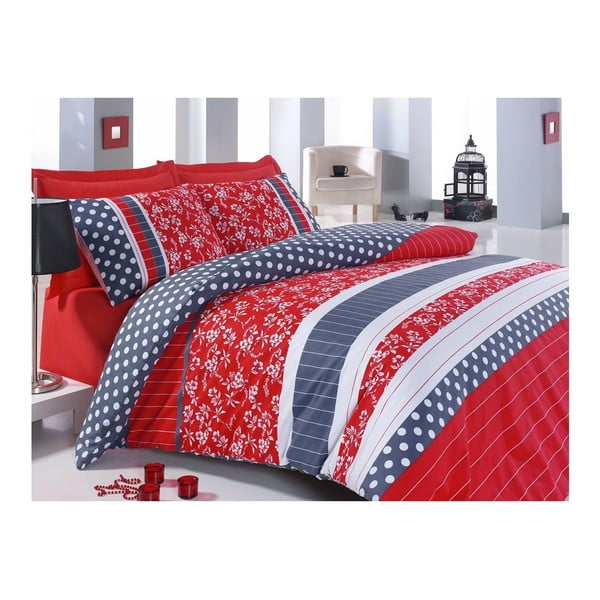 Posteljina s jastukom Felicita Red, za krevet za jednu osobu, 135x200 cm