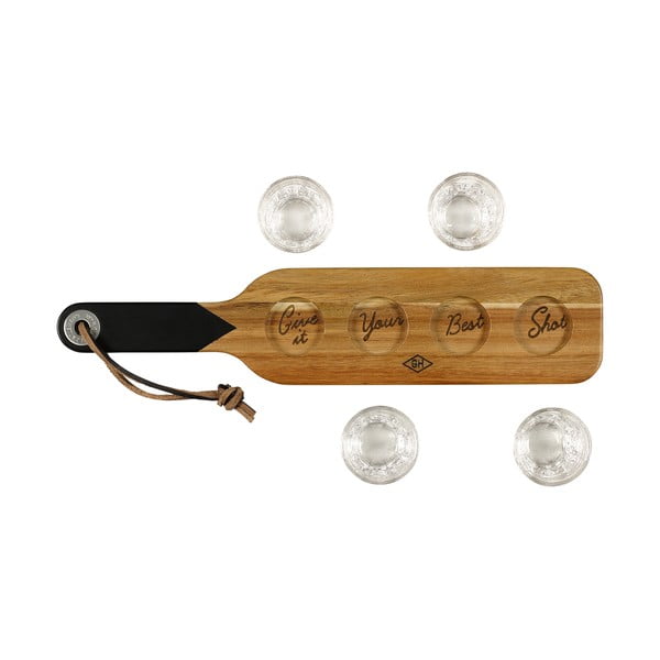 Drvena daska za posluživanje i 4 čaše Gentlemen's Hardware-image-2