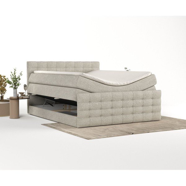 Bež boxspring krevet s prostorom za pohranu 200x200 cm Blend – Maison de Rêve-image-2