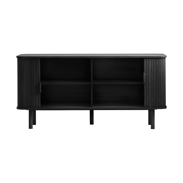 Crna niska komoda u dekoru hrasta s kliznim vratima 76x160 cm Cavo – Unique Furniture-image-3