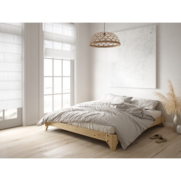Bračni krevet od borovine s madracem Karup Design Elan Comfort Mat Natural Clear / Natural, 140 x 200 cm-image-1