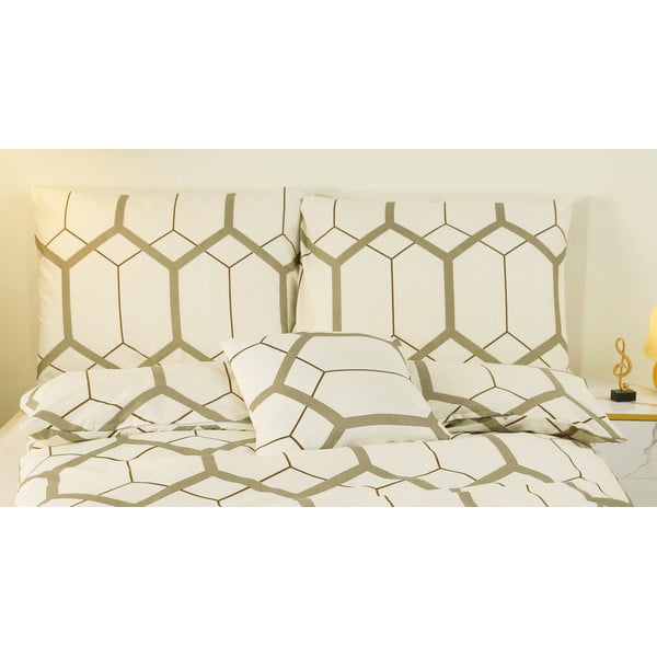 Krem 6-dijelna posteljina za krevet za jednu osobu od mikrosatena 140x200 cm Carter – My House-image-1