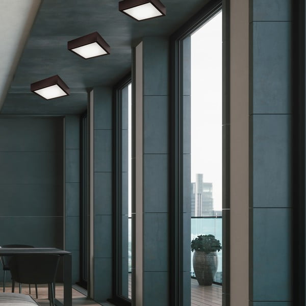 Tamno smeđa stropna svjetiljka sa staklenim sjenilom 27,5x27,5 cm Quadro – LAMKUR-image-1