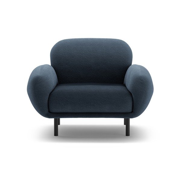 Tamno plava fotelja od bouclé tkanine Poppy – Micadoni -image-1